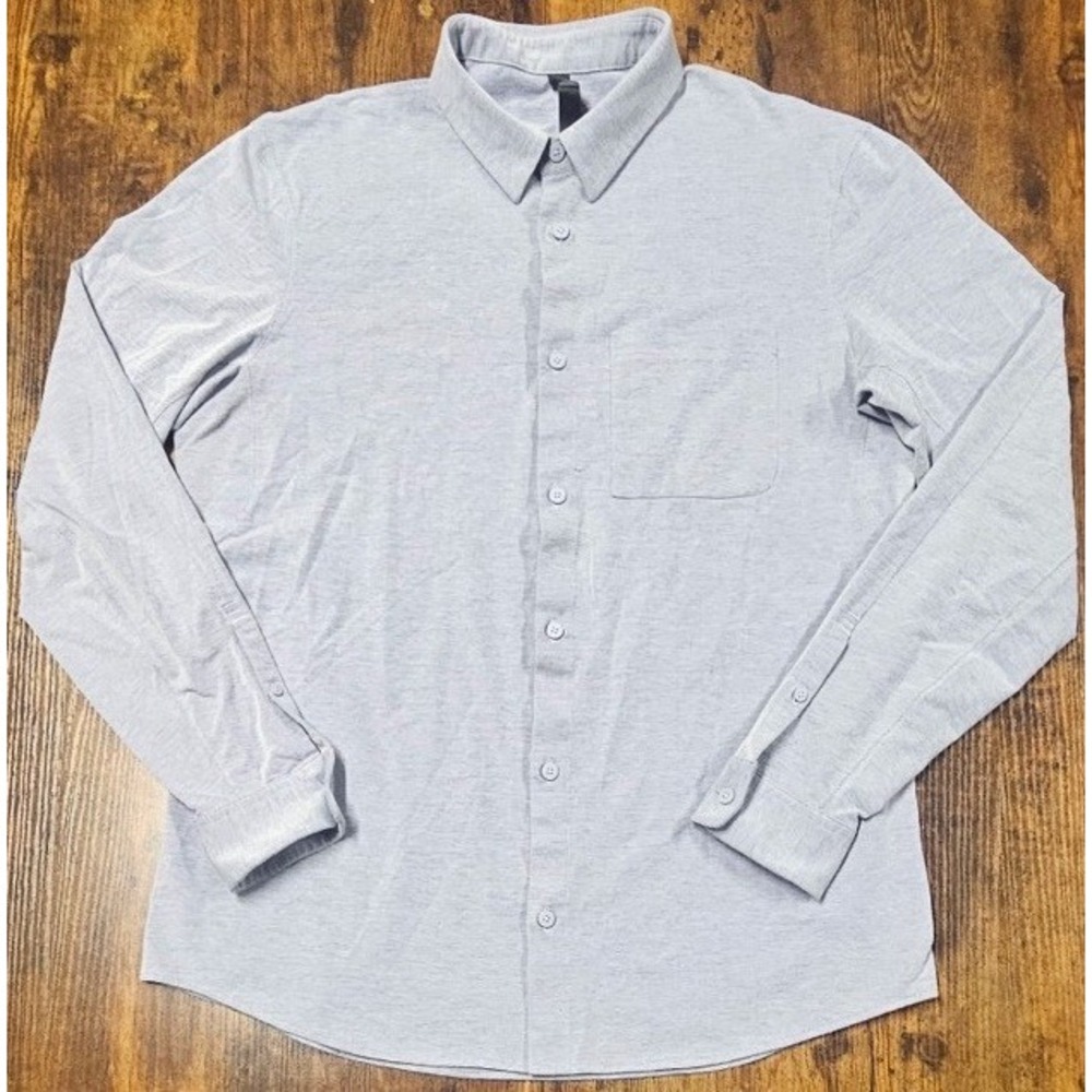 Lululemon Shirt Blue Gray Commission Oxford Button Up Chambray Men's Large